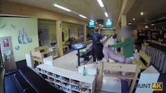 HUNT4K. Cuckold allows guy to please his cute GF in bowling alley Thumb