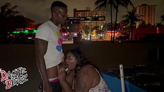 Ebony BBW Amazon Honey Has Fun Gagging On A BBC For A Late Night Beach Blowjob Thumb