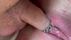 Blow Foreskin Dick with view on my BigTits and fuck my Pierced Pussy and Creampie Thumb