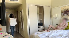PUBLIC DICK FLASH. I pull out my dick in front of a hotel maid and she agreed to jerk me off. Thumb