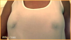 PREVIEW - WIFE shows amazing tits in braless wet singlet Thumb