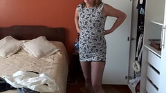 Beautiful stepmom with a big ass shows off in lingerie for stepson&#039_s friends to jerk off Thumb