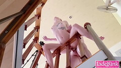 View from below staircase fuck and headstand cum shot. Thumb