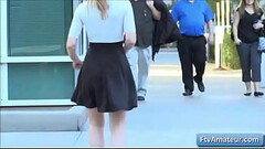 Sexy blonde teen amateur Alyssa flash her amazing big boobs in public Thumb