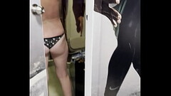 Russian beauty decided to try on an outfit, while a pervert was peeping at her Thumb