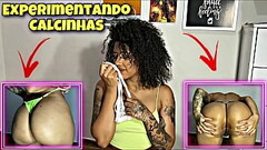 Morena safada experimentando suas calcinhas socadas na bunda dan&ccedil_ando e brincando com o bund& Thumb