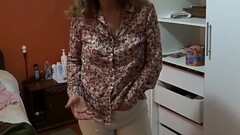 Srepmother agrees to show off in front of stepson so he masturbates and cums Thumb