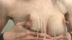 Teen playing with tits in shower, breast milk babe Thumb