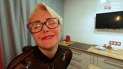 Blonde with glasses fucked in the ass on a bar stool Thumb
