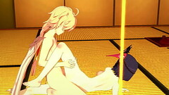 Genshin Impact Hentai - Sara blowbjob and is fucked by Aether - Japanese asian manga anime game porn Thumb