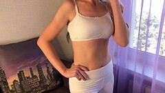 My Friend Listens On The Phone As I Fuck with - He Cum In My Panties and Put Them Back on - Russian  Thumb