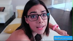 Sexy nerdy brunette teen Harmony Wonder enjoy getting monster fat cock inside her juicy pussy doggy  Thumb