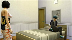 step Mom wakes up her son to help him how to satisfy a woman because he does nothing but to stay in  Thumb