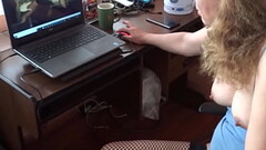 HAIRY WIFE MASTURBATES WATCHING PORN IN FRONT OF HER SON&#039_S FRIEND AND ASKS HER TO FUCK HER ALL  Thumb