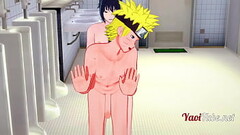 Naruto Yaoi - Naruto &amp_ Sasuke Having Sex in School&#039_s Restroom and cums in his mouth and ass Thumb