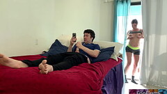 Voyeur stepmom fucks stepson after catching him masturbating Thumb