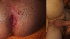 Anal gaping with big dildo and cumshot Thumb