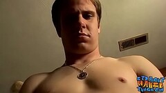 Young straight guy is tugging his hairy cock and cums Thumb