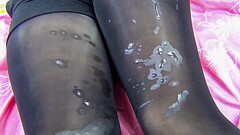 WIFE&#039_S ALLOWED TO MAKE A HUGE LOAD ON LEGS IN PANTYHOSE - XSANYANY Thumb