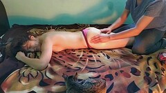 LenaRica comes tired of working at her colleague&#039_s house to do a massage and he heats and wet h Thumb