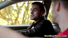 Lucky gay jock picks up a hot hitchhiker and fucks him Thumb