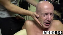 Old man gets his mouth filled with cock while getting a BJ Thumb