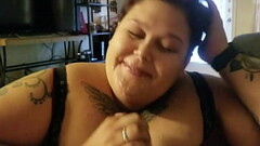Bbw wife sucks my cock and lets me cum on her face Thumb